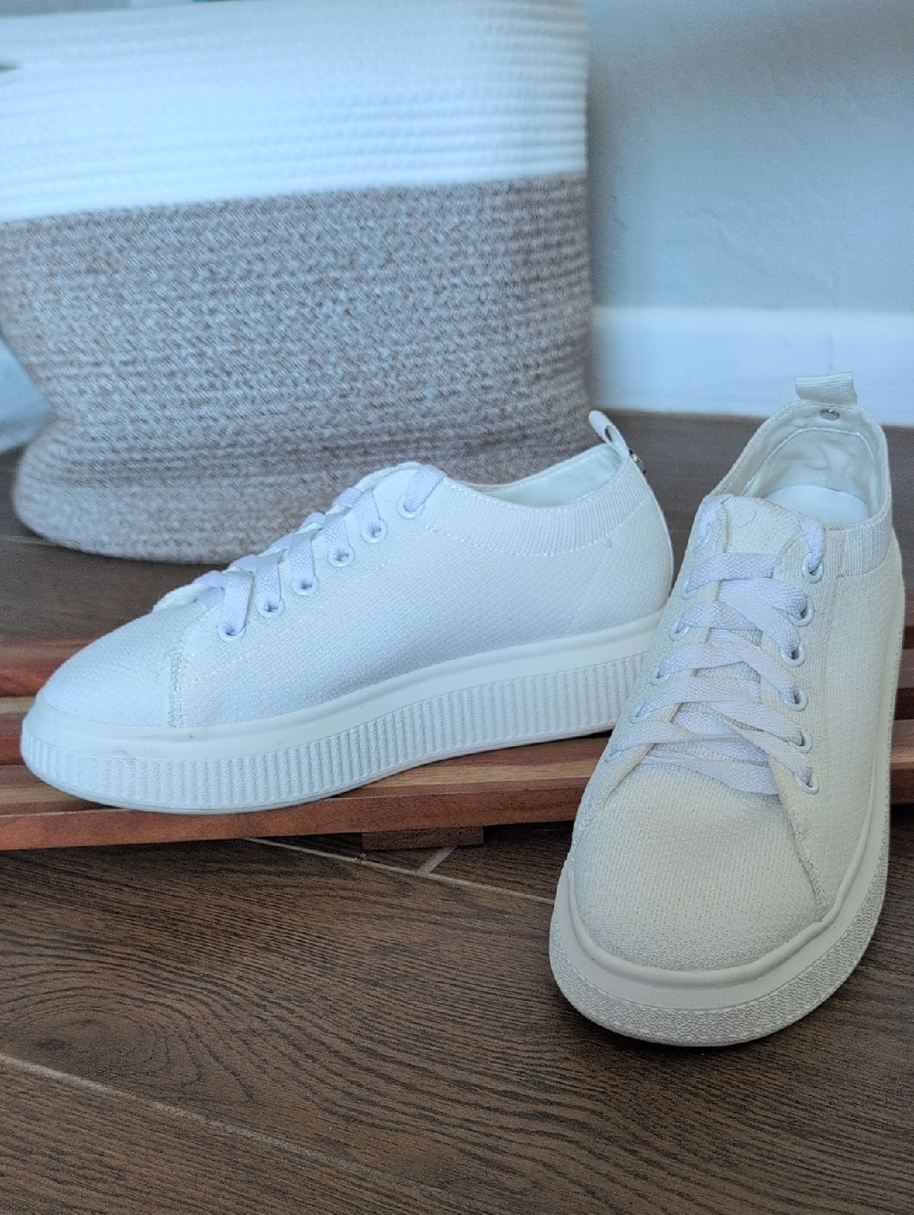 BP Thick Chunky Sole Casual Canvas Low-Top Sneakers -White Size 7
